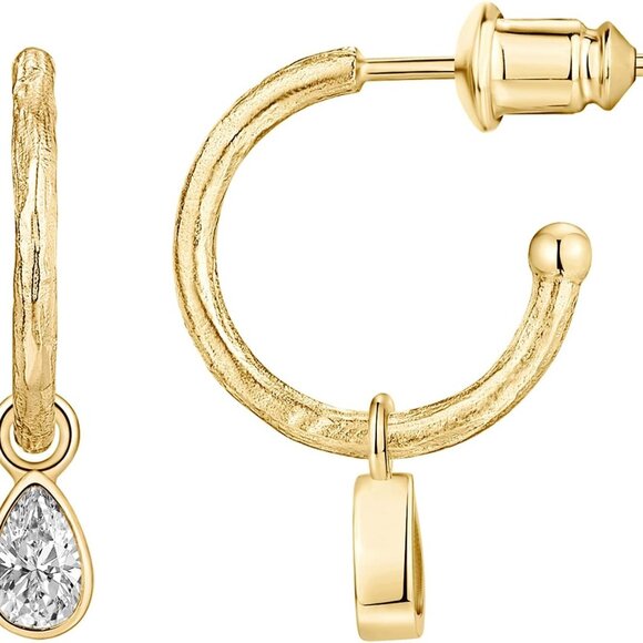 Jewelry - 14K Gold Plated 925 Sterling Silver Post Huggie With Dangle | Butterfly, Evil Ey